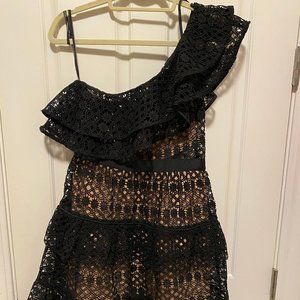 Self Portrait Floral Chain One-Shoulder Mini Dress